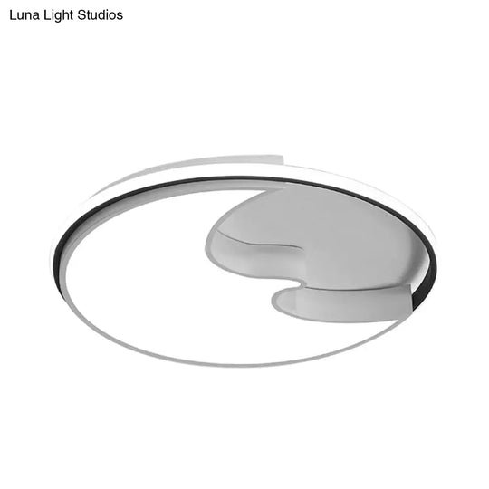 White Study Room Flush Ceiling Light With Simplistic Crescent Acrylic Lamp