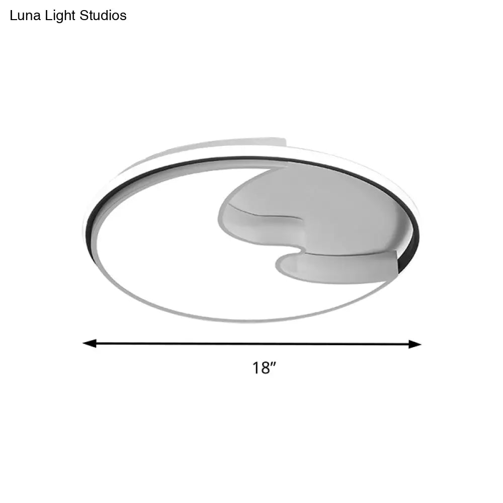 White Study Room Flush Ceiling Light With Simplistic Crescent Acrylic Lamp