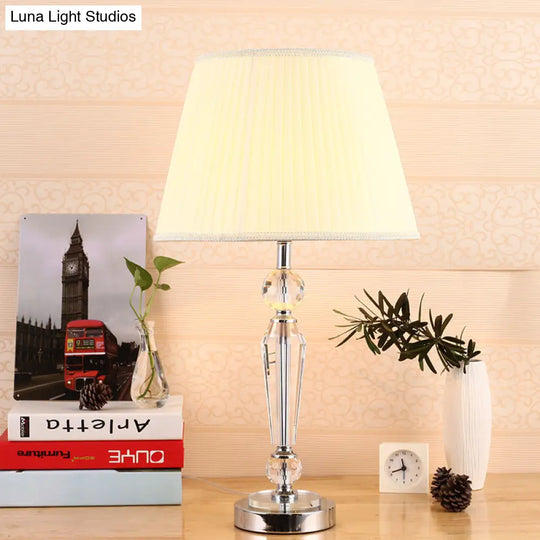 White Tapered Drum Task Lighting Reading Lamp For Study - Modern Fabric Design