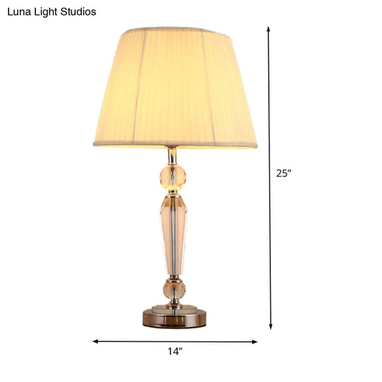 White Tapered Drum Task Lighting Reading Lamp For Study - Modern Fabric Design