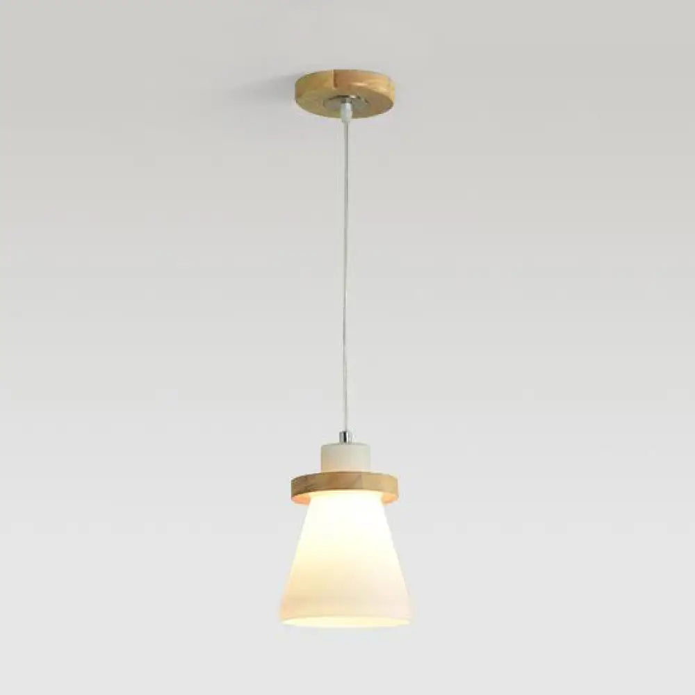 White Tapered Shade Hanging Lamp - Simple Style Milk Glass Pendant Lighting For Office 1 / Round