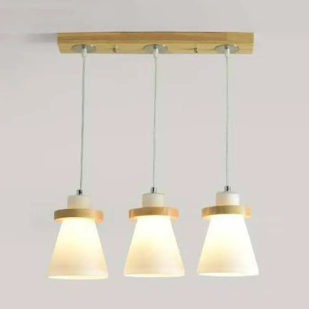 White Tapered Shade Hanging Lamp - Simple Style Milk Glass Pendant Lighting For Office 3 / Linear