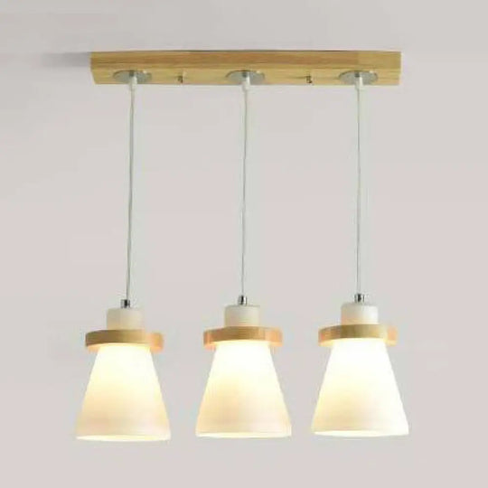 White Tapered Shade Hanging Lamp - Simple Style Milk Glass Pendant Lighting For Office 3 / Linear