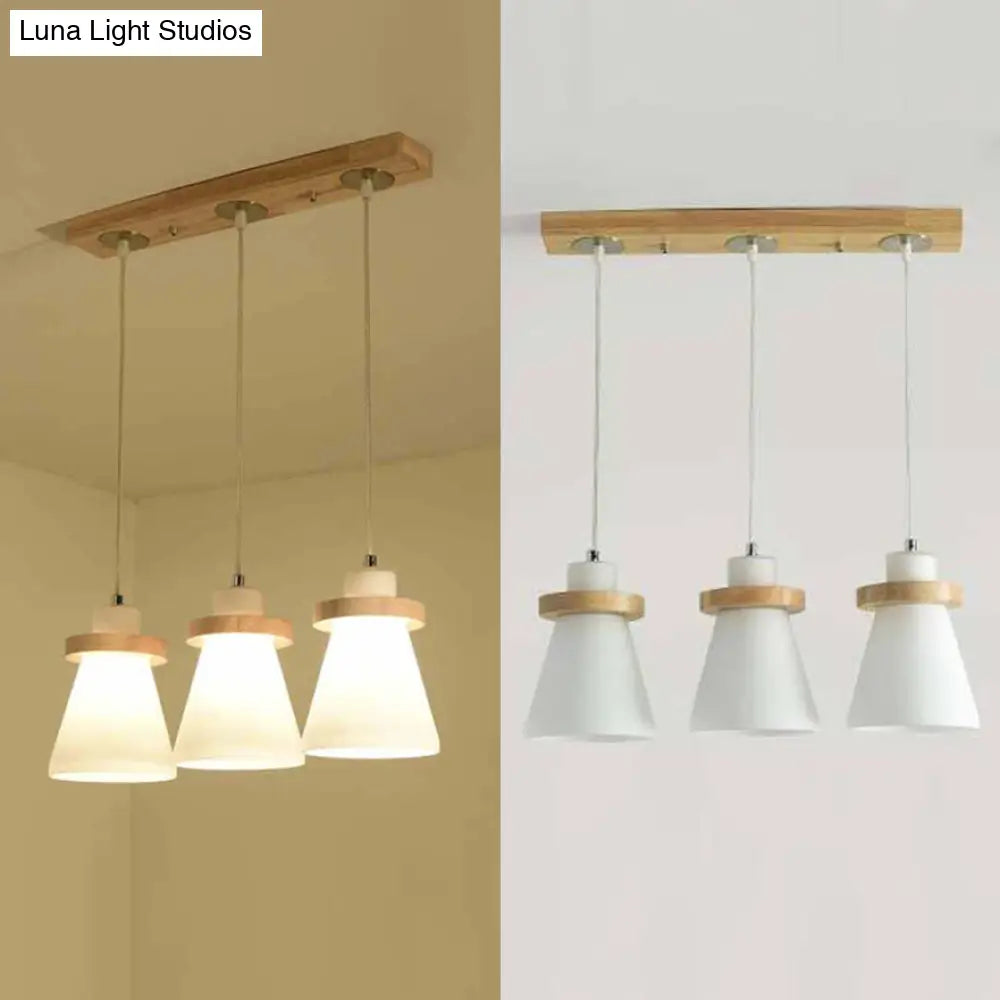 White Tapered Shade Hanging Lamp - Simple Style Milk Glass Pendant Lighting For Office