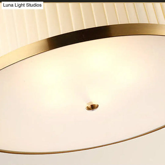 White Traditional Semi Flush Ceiling Light With 5 Drum Style Lights For Living Room