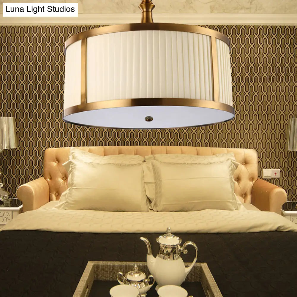 White Traditional Semi Flush Ceiling Light With 5 Drum Style Lights For Living Room