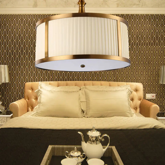 White Traditional Semi Flush Ceiling Light With 5 Drum Style Lights For Living Room