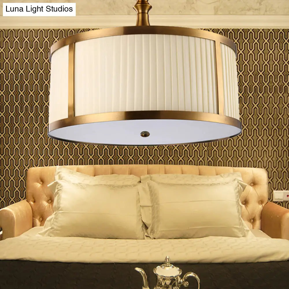 White Traditional Semi Flush Ceiling Light With 5 Drum Style Lights For Living Room