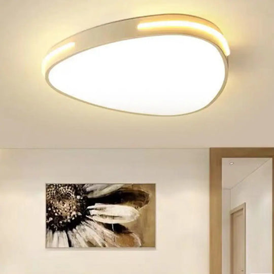 White Triangle Flush Mount Led Ceiling Light In Simple Style Available 16’/19.5’/23.5’ Widths / 16’