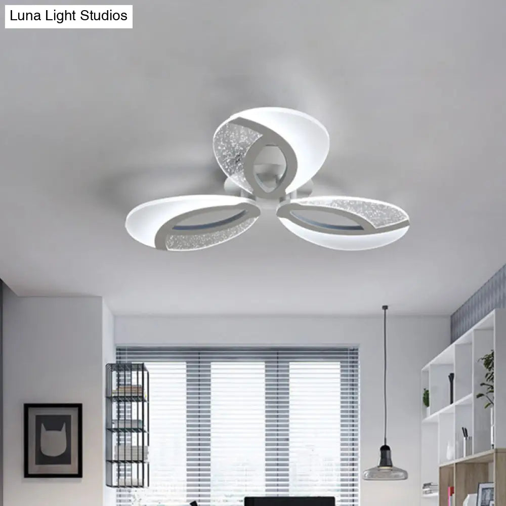 White Ultrathin Ceiling Light: Modern Led Semi Flush Mount Lamp With Floral Acrylic Shade Warm/White