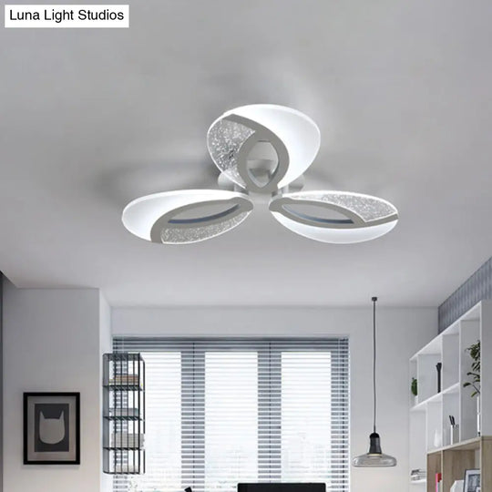 White Ultrathin Ceiling Light: Modern Led Semi Flush Mount Lamp With Floral Acrylic Shade Warm/White