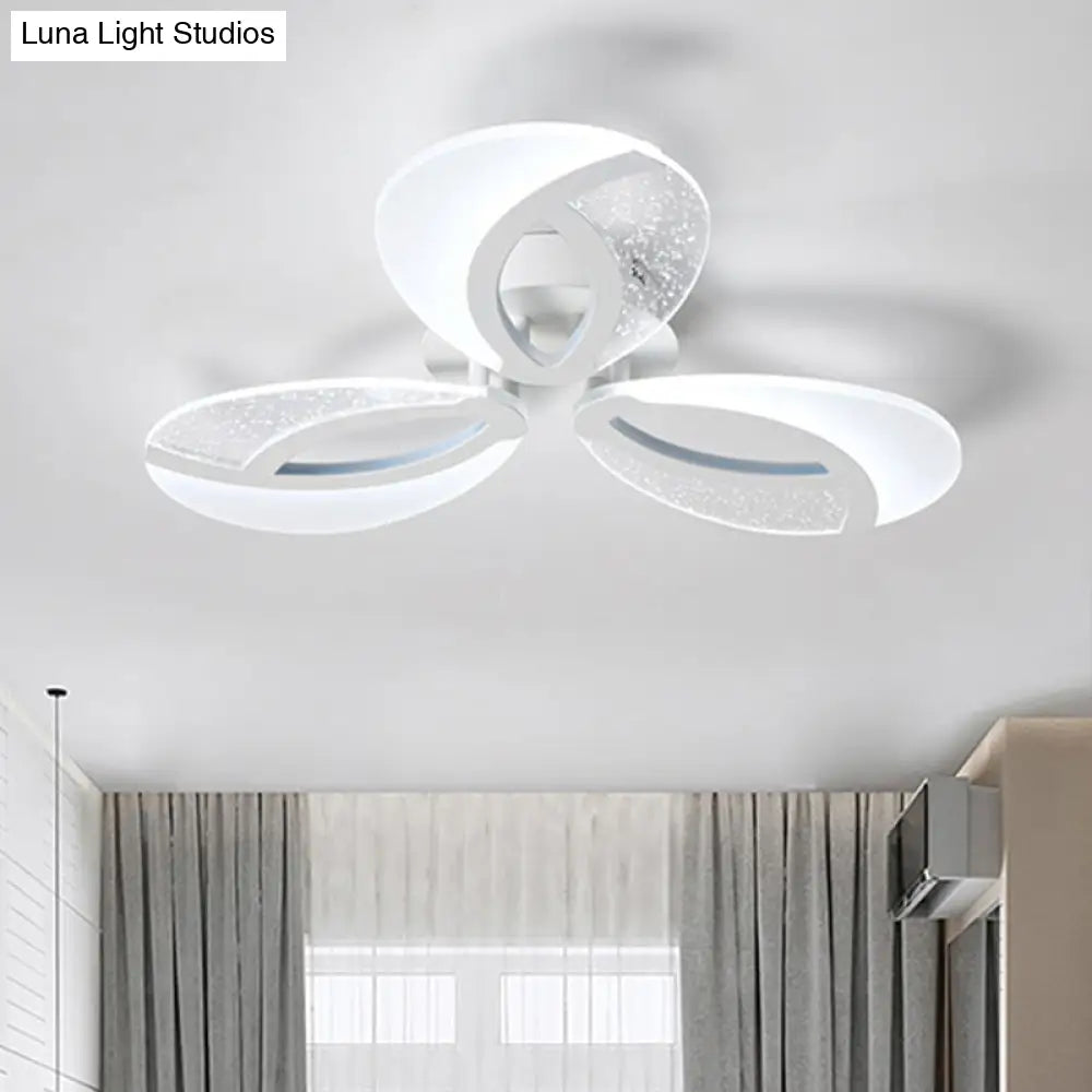 White Ultrathin Ceiling Light: Modern Led Semi Flush Mount Lamp With Floral Acrylic Shade Warm/White