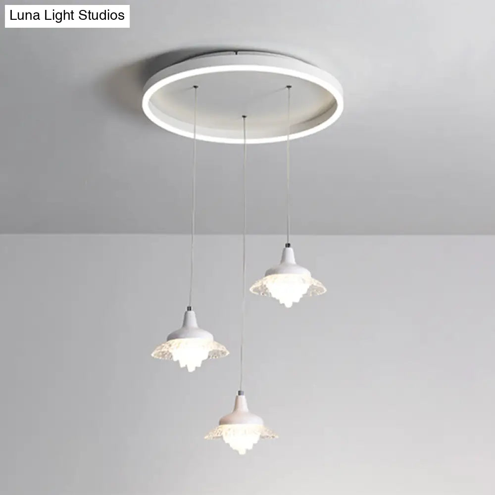 White Urn Multi-Pendant Led Ceiling Fixture Modernistic Design 3 Lights White/Warm Light