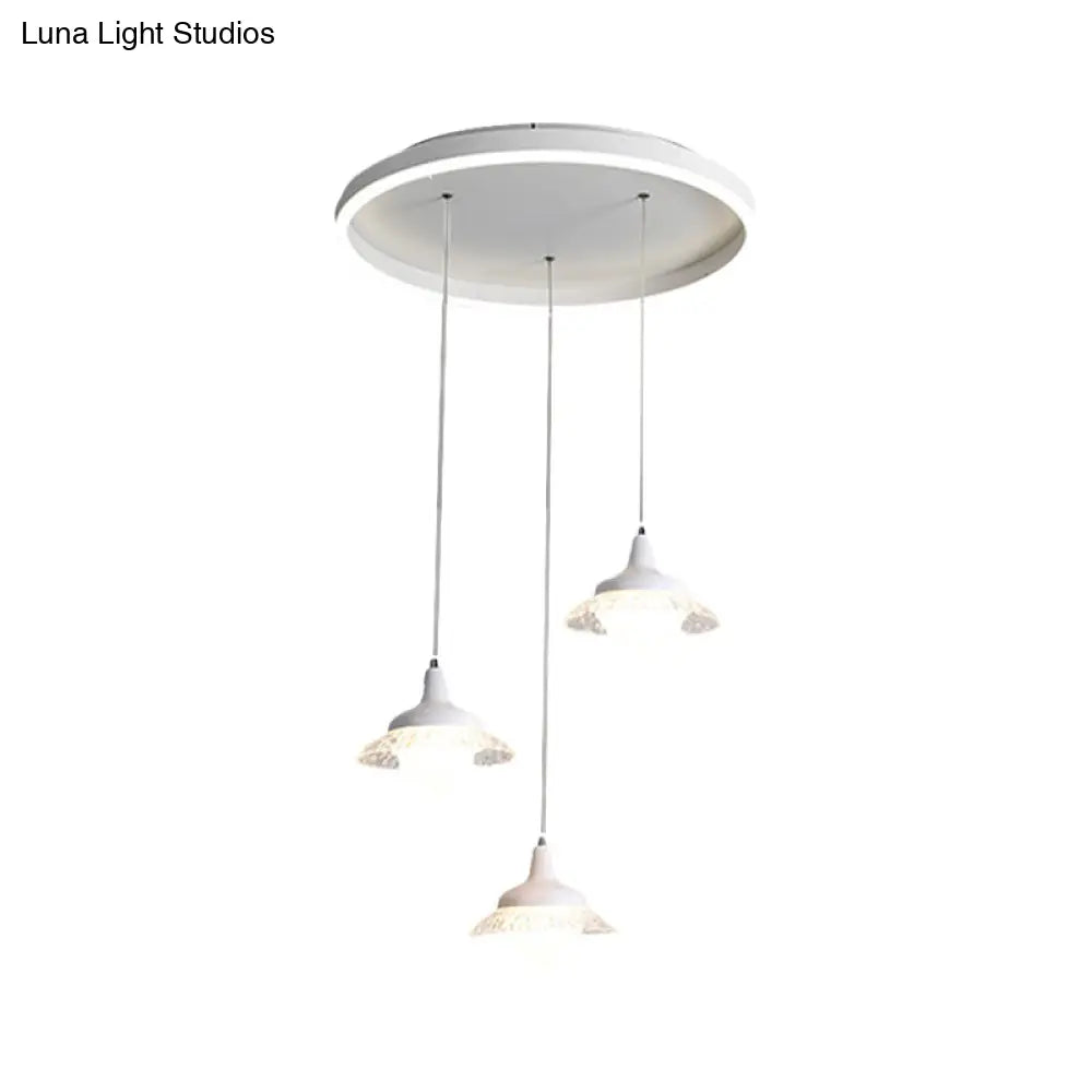 White Urn Multi-Pendant Led Ceiling Fixture Modernistic Design 3 Lights White/Warm Light