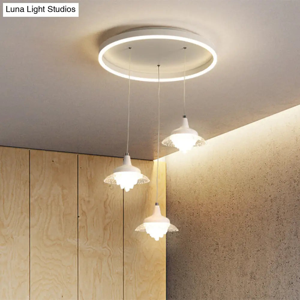 Modern White Urn-Shape Multi-Pendant Led Ceiling Fixture (3 Lights) White/Warm Light /