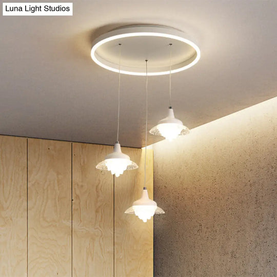 Modern White Urn-Shape Multi-Pendant Led Ceiling Fixture (3 Lights) White/Warm Light /