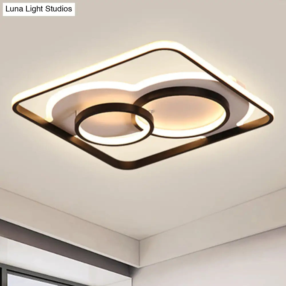 White/Warm Led Square Flush Ceiling Light In 19.5’/23.5’ Wide Ideal For Living Rooms