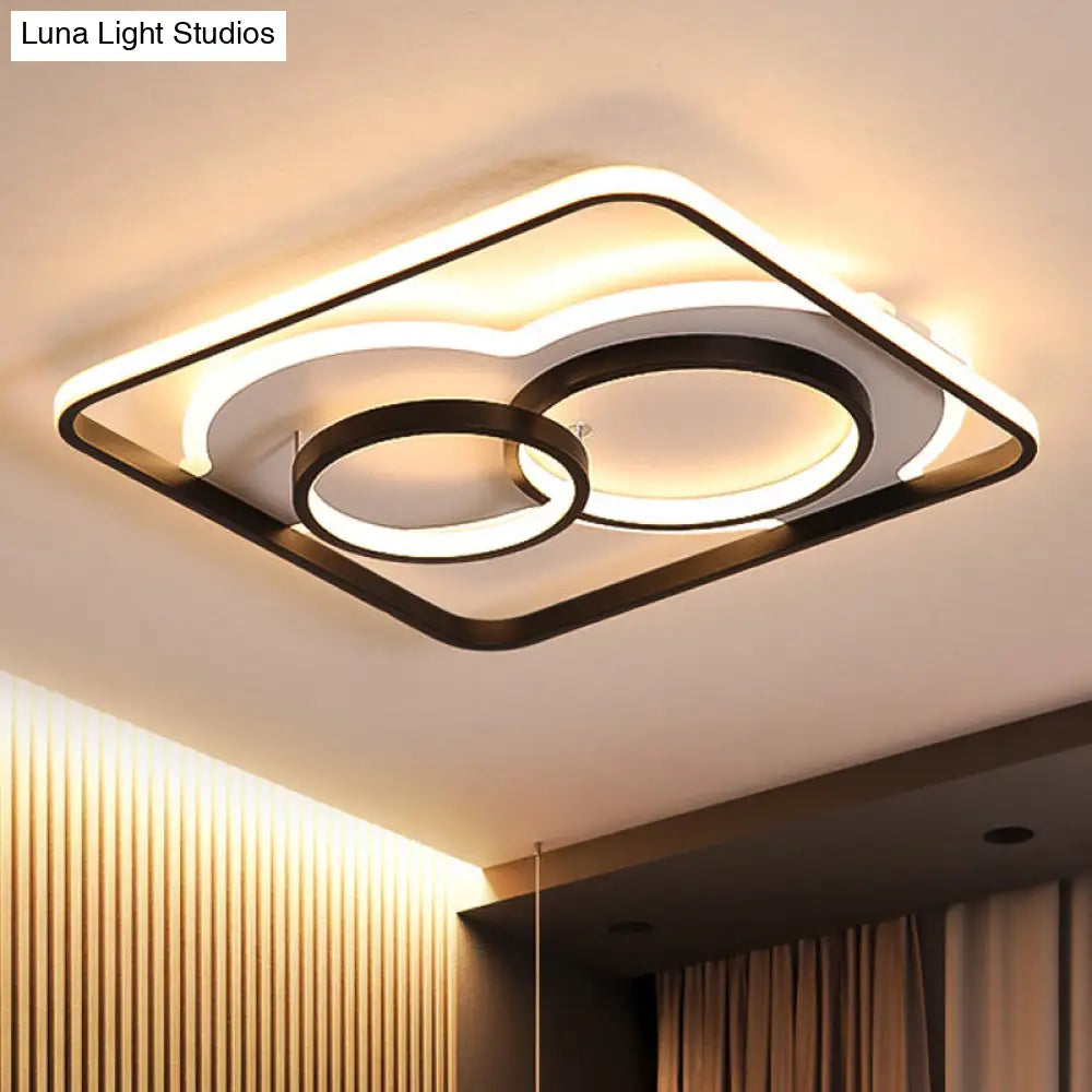 White/Warm Led Square Flush Ceiling Light In 19.5/23.5 Wide Ideal For Living Rooms