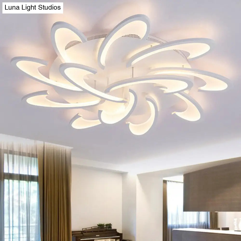 White Windmill Led Acrylic Flush Mount Ceiling Light For Living Room 12 / Warm