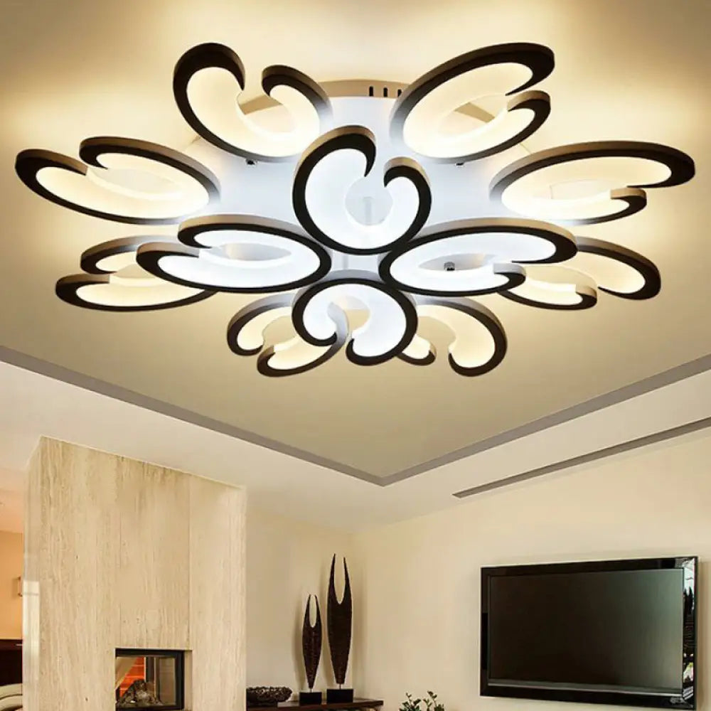 White Wing Ceiling Led Light: Minimalist Acrylic Semi Flush Mount For Living Room 12 / Warm
