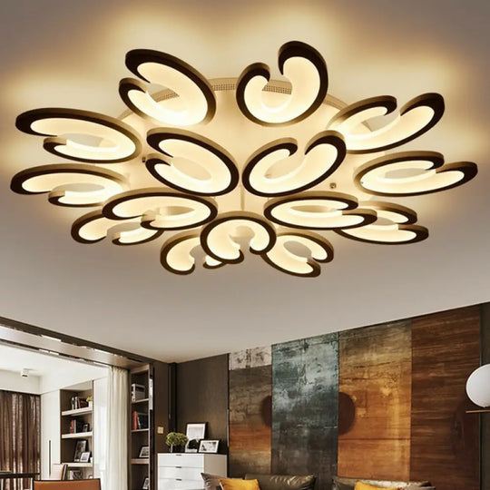 White Wing Ceiling Led Light: Minimalist Acrylic Semi Flush Mount For Living Room 15 / Warm
