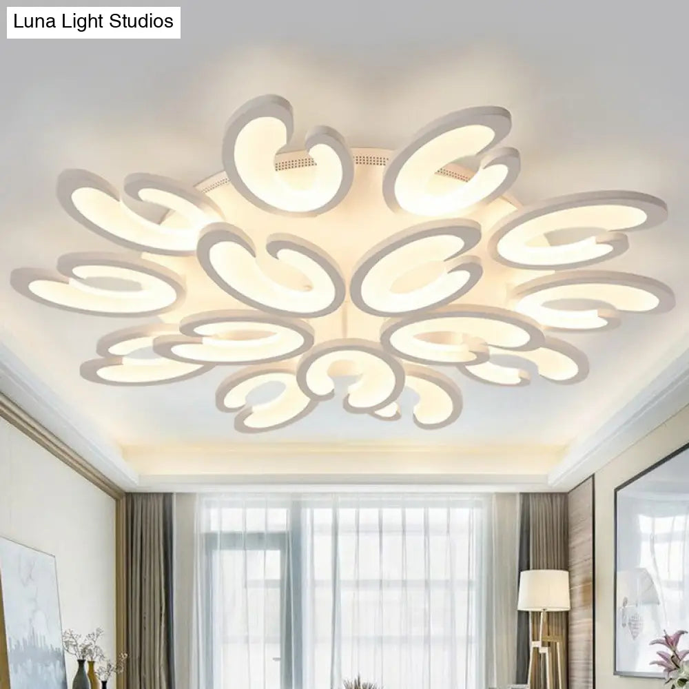 White Wing Ceiling Led Light: Minimalist Acrylic Semi Flush Mount For Living Room