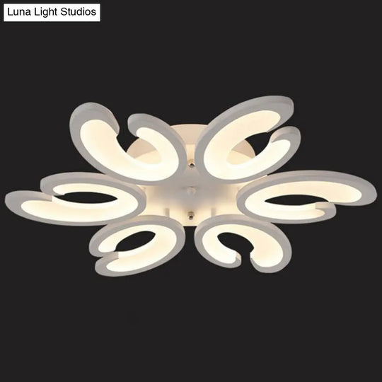 White Wing Ceiling Led Light: Minimalist Acrylic Semi Flush Mount For Living Room 6 / Warm
