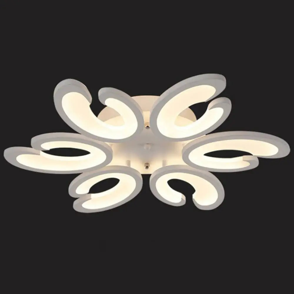 White Wing Ceiling Led Light: Minimalist Acrylic Semi Flush Mount For Living Room 6 / Warm