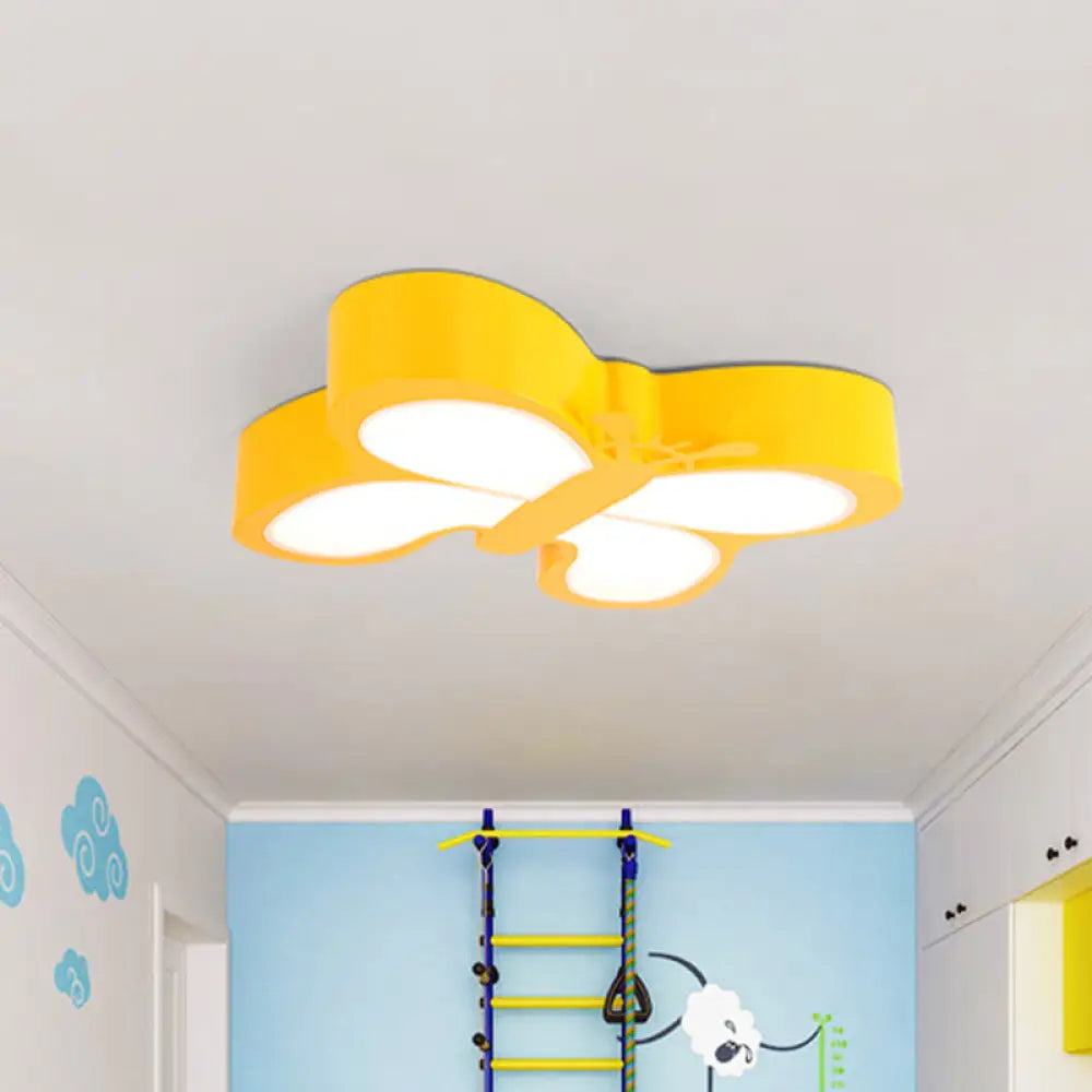 White/Yellow Butterfly Led Ceiling Flush Mount For Kindergarten Yellow