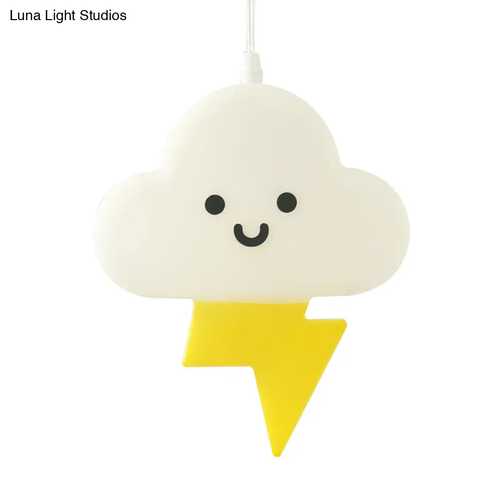 White-Yellow Nordic Cloud Led Pendant Lamp For Kids Bedroom