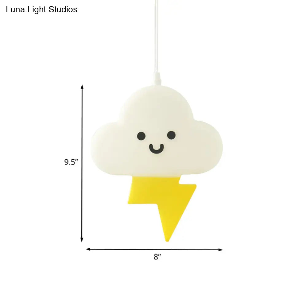 White-Yellow Nordic Cloud Led Pendant Lamp For Kids Bedroom