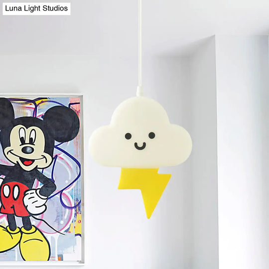 White-Yellow Nordic Cloud Led Pendant Lamp For Kids Bedroom