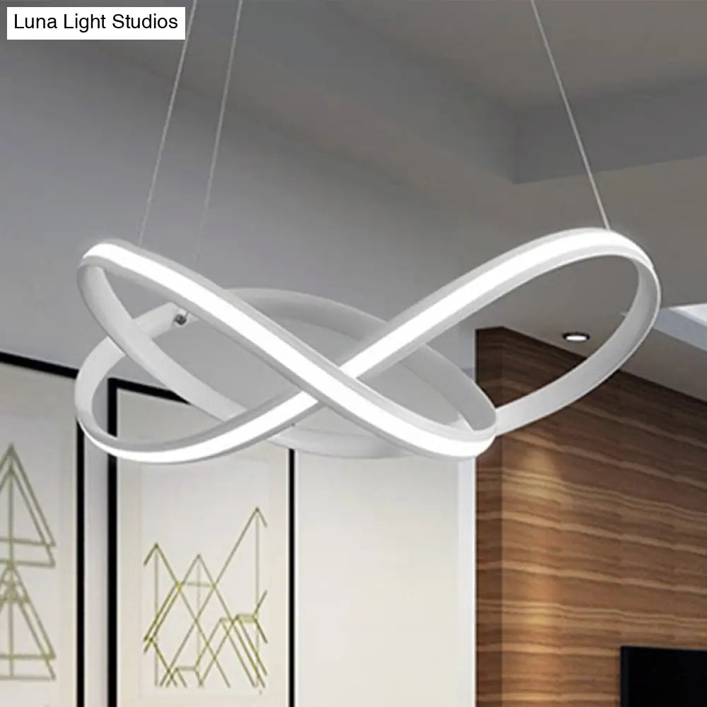 Wide Black/White/Brown Bent Ceiling Light Fixture With Led Acrylic Chandelier Pendant In Warm/White