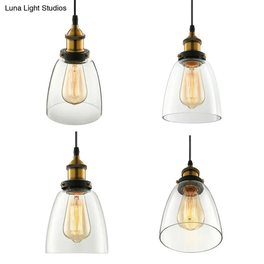 Industrial Cone Pendant Light In Bronze With Grey/Brown/Clear Glass - 1 5.5/7 Wide