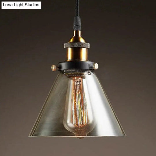 Industrial Cone Pendant Light In Bronze With Grey/Brown/Clear Glass - 1 5.5/7 Wide Grey / 7