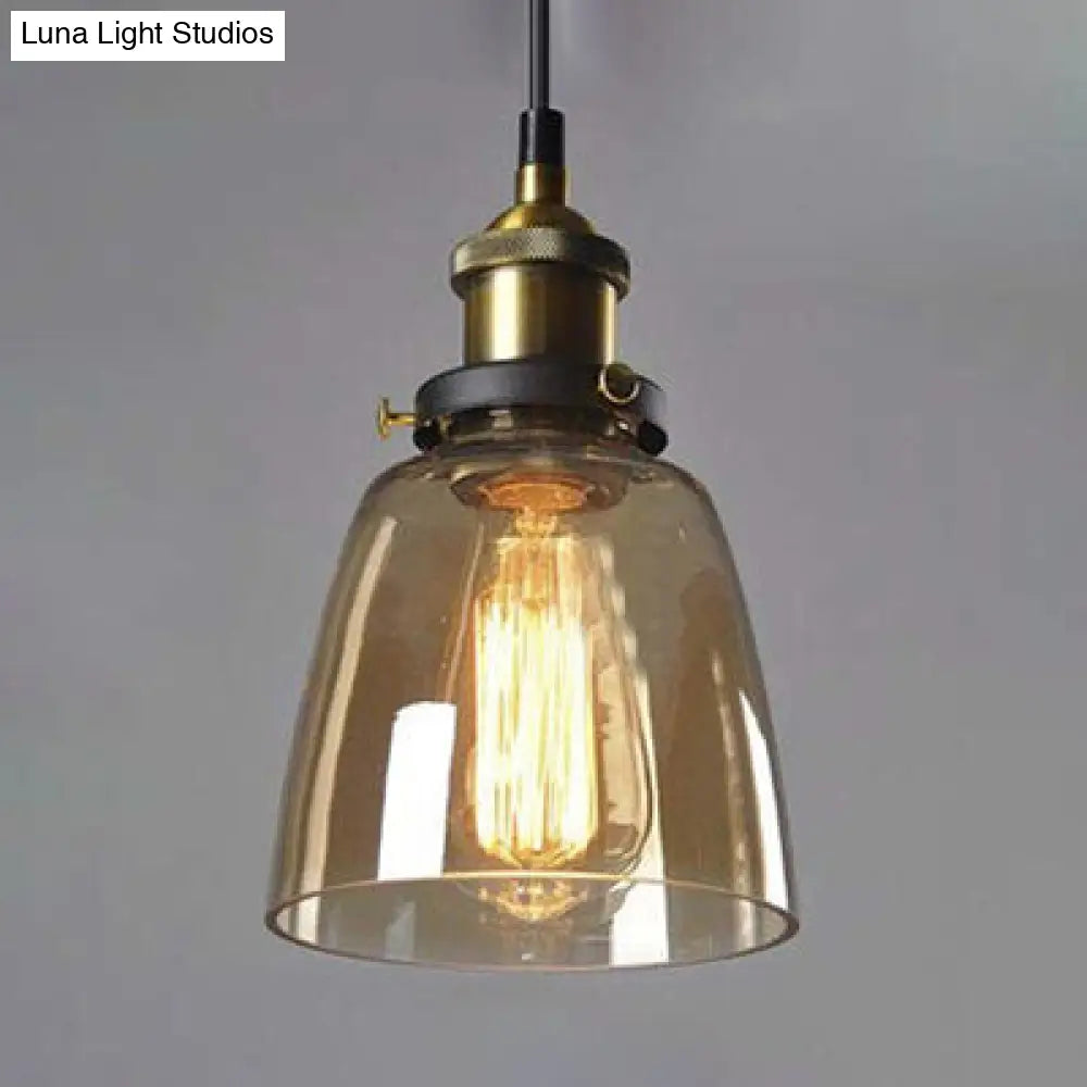 Industrial Cone Pendant Light In Bronze With Grey/Brown/Clear Glass - 1 5.5/7 Wide Brown / 5.5