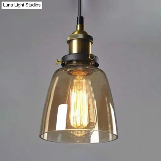 Industrial Cone Pendant Light In Bronze With Grey/Brown/Clear Glass - 1 5.5/7 Wide Brown / 5.5