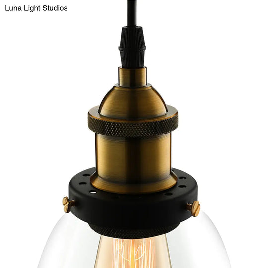 Industrial Cone Pendant Light In Bronze With Grey/Brown/Clear Glass - 1 5.5/7 Wide