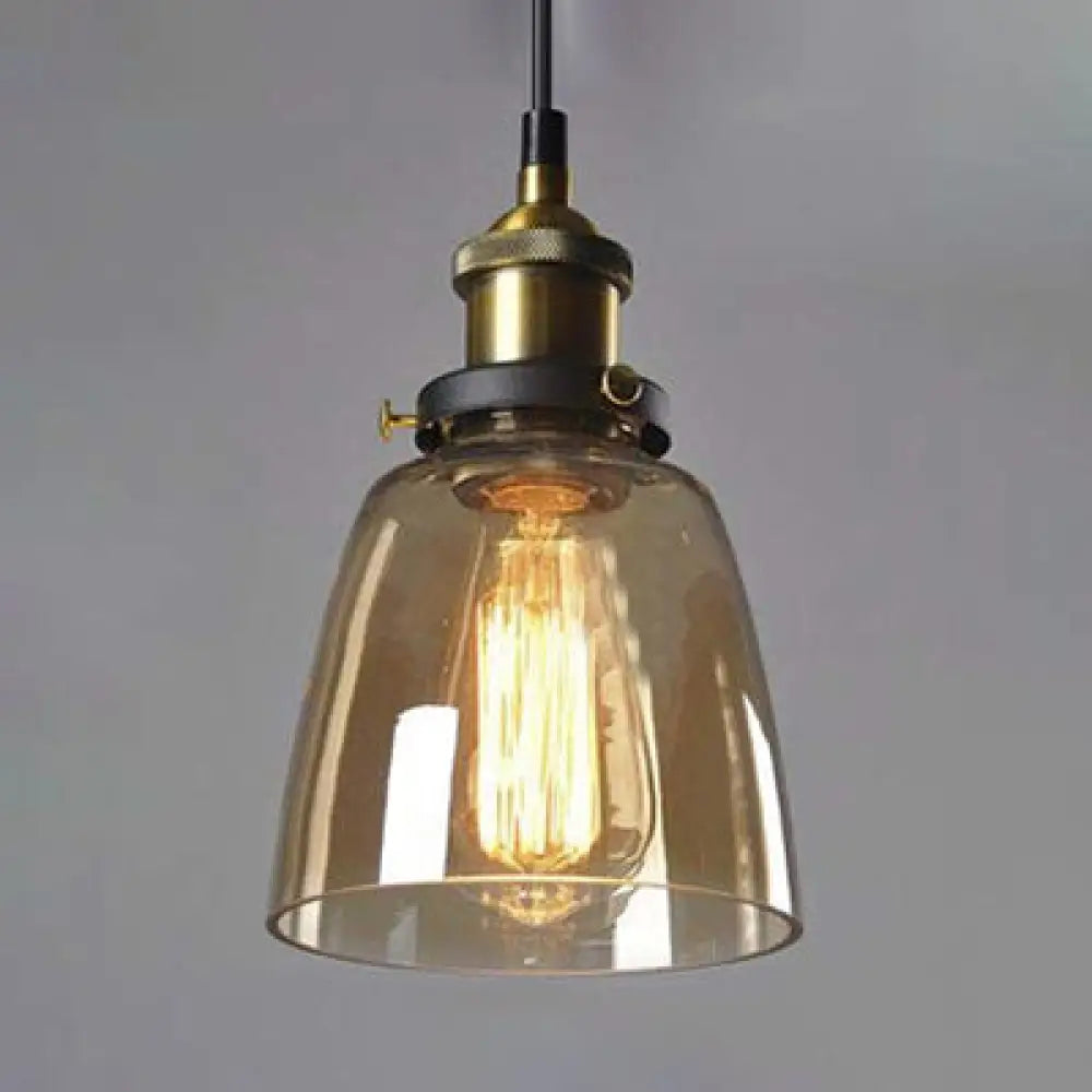 Wide Cone Pendant Light - Industrial Grey/Brown/Clear Glass Hang Lamp 5.5’/7’ Bronze Brown / 5.5’
