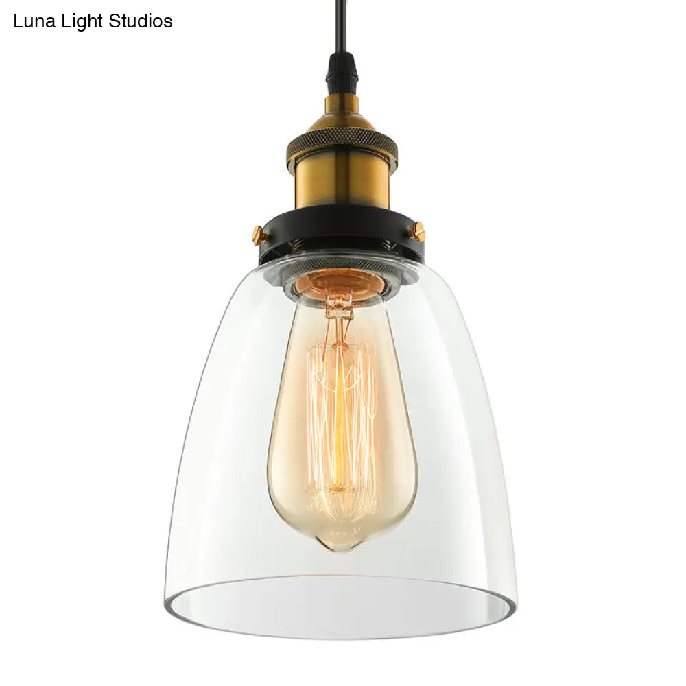 Industrial Cone Pendant Light In Bronze With Grey/Brown/Clear Glass - 1 5.5/7 Wide Clear / 5.5