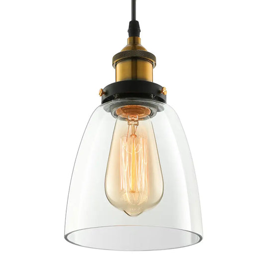 Wide Cone Pendant Light - Industrial Grey/Brown/Clear Glass Hang Lamp 5.5’/7’ Bronze Clear / 5.5’