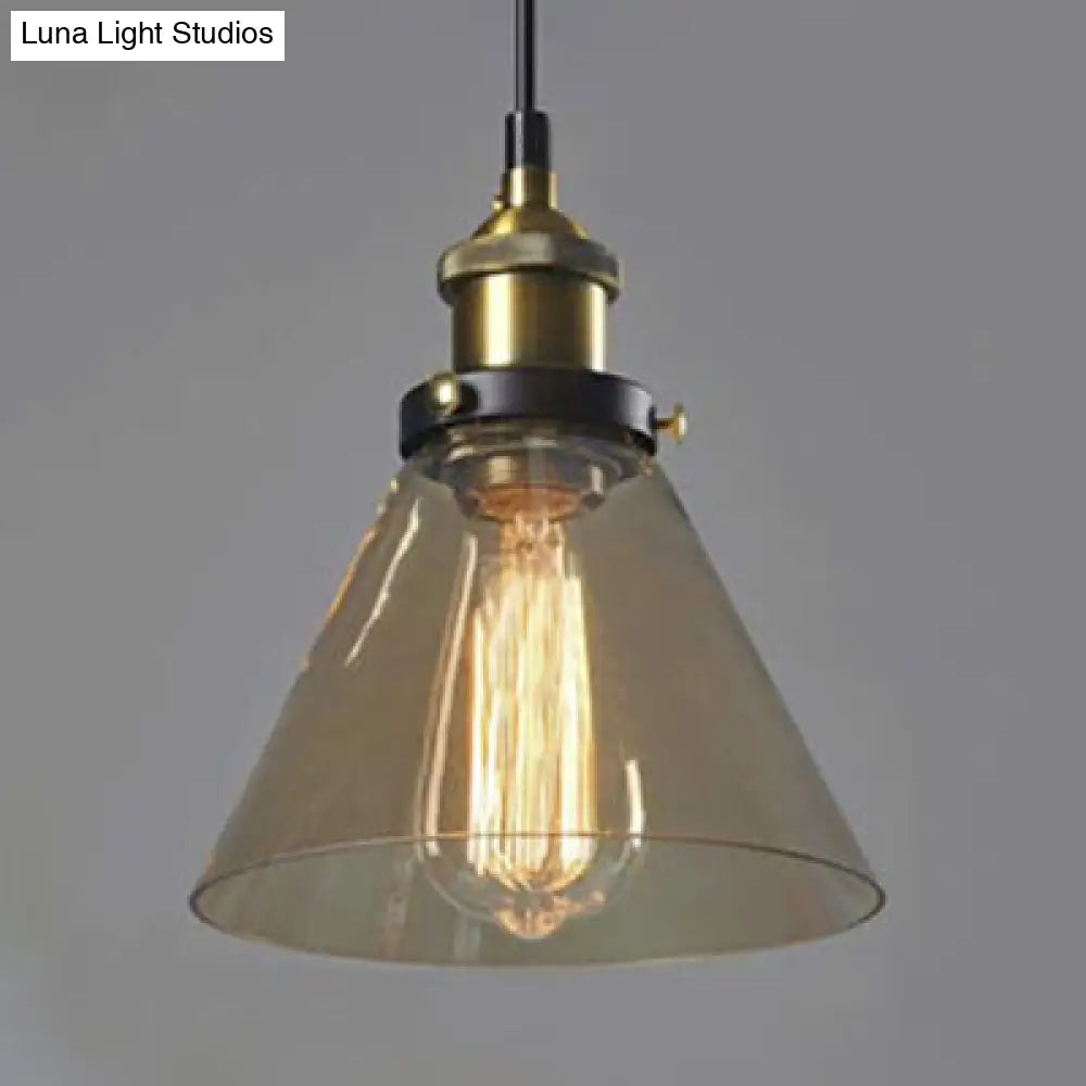 Industrial Cone Pendant Light In Bronze With Grey/Brown/Clear Glass - 1 5.5/7 Wide Brown / 7