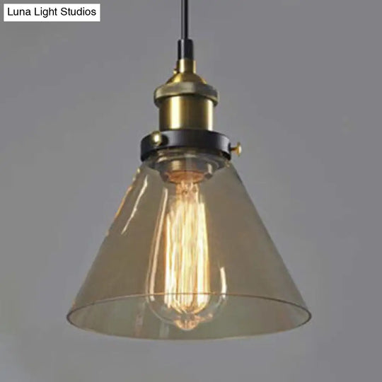 Industrial Cone Pendant Light In Bronze With Grey/Brown/Clear Glass - 1 5.5/7 Wide Brown / 7