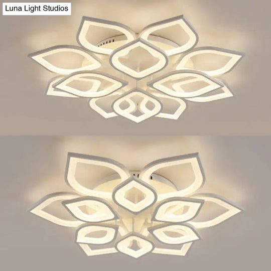 Wide Leaf Flush Ceiling Light - Simple Acrylic Led Mount Fixture In Warm/White/Natural 31.5’/39