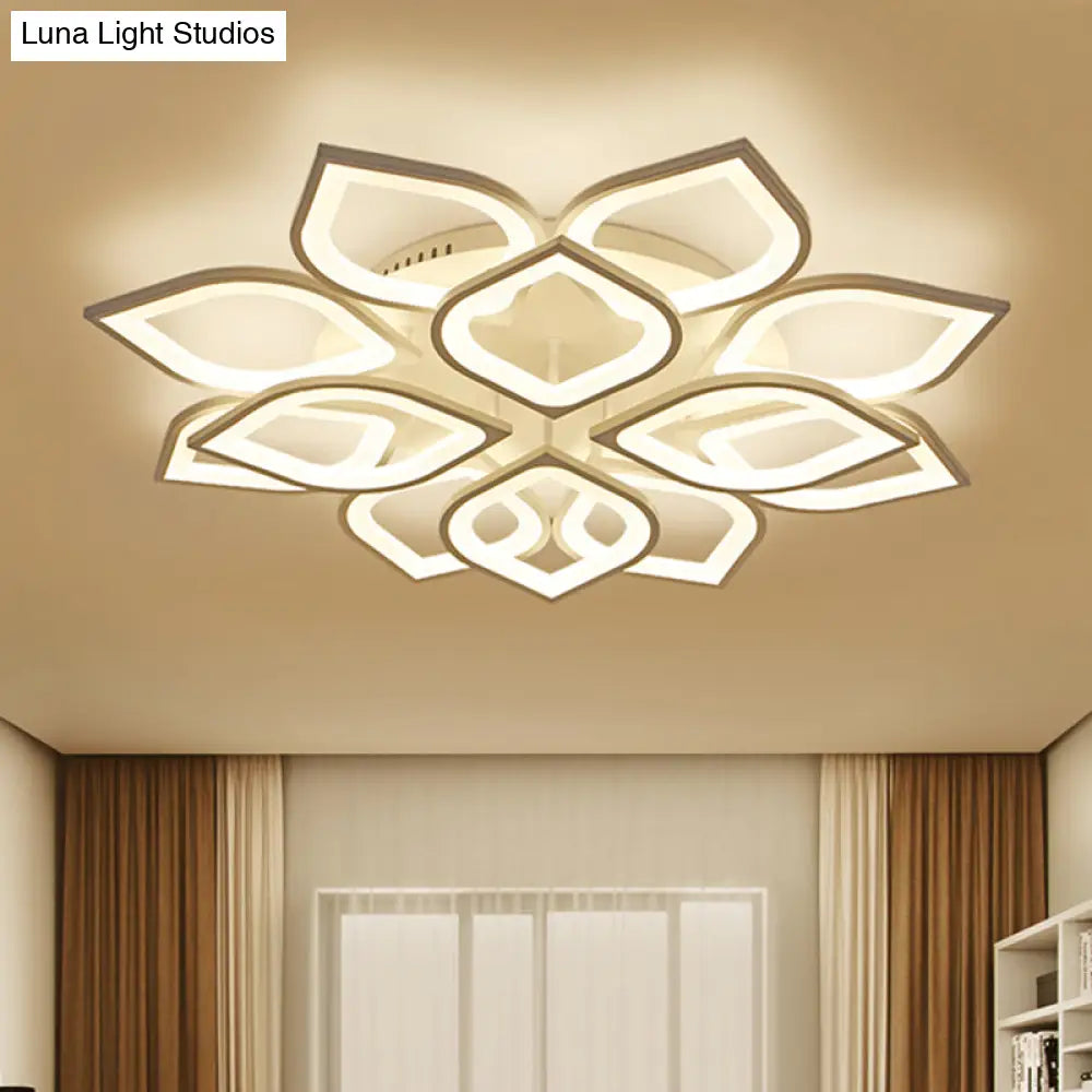 Wide Leaf Flush Ceiling Light - Simple Acrylic Led Mount Fixture In Warm/White/Natural 31.5/39