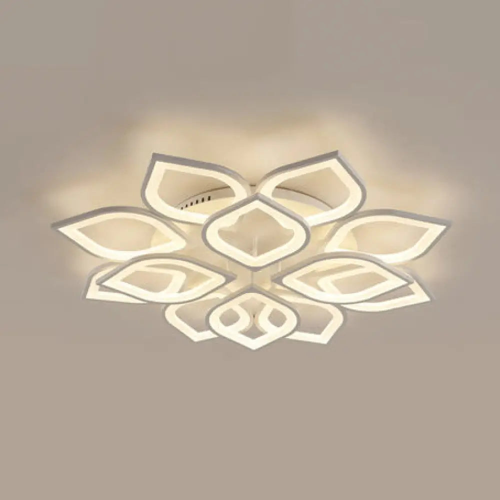 Wide Leaf Flush Ceiling Light - Simple Acrylic Led Mount Fixture In Warm/White/Natural 31.5’/39