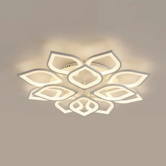 Wide Leaf Flush Ceiling Light - Simple Acrylic Led Mount Fixture In Warm/White/Natural 31.5’/39