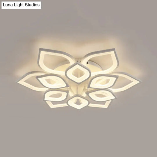 Wide Leaf Flush Ceiling Light - Simple Acrylic Led Mount Fixture In Warm/White/Natural 31.5/39 White