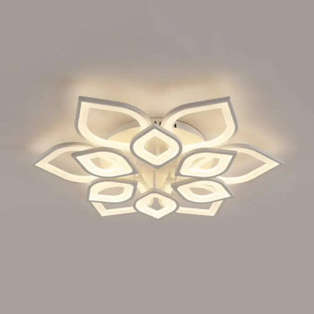 Wide Leaf Flush Ceiling Light - Simple Acrylic Led Mount Fixture In Warm/White/Natural 31.5’/39