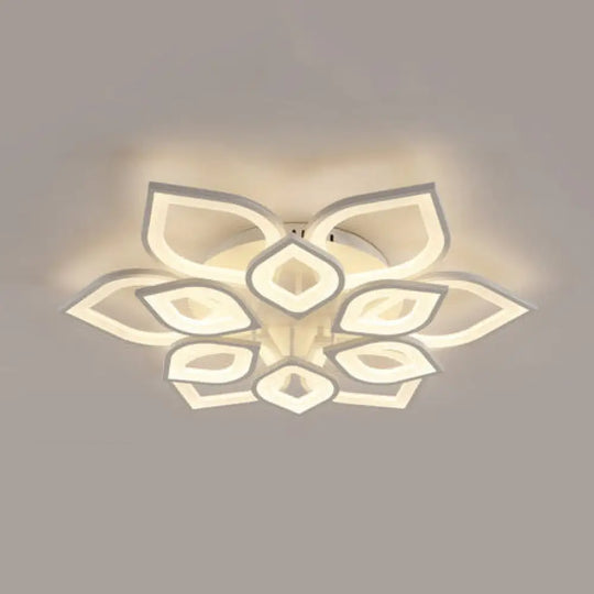 Wide Leaf Flush Ceiling Light - Simple Acrylic Led Mount Fixture In Warm/White/Natural 31.5’/39